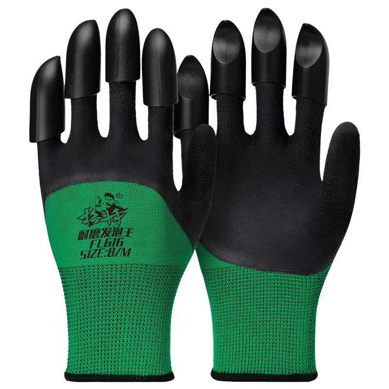 Garden Gloves With Abs Plastic Claws Digging Planting Durable Waterproof Garden Rubber Latex Gloves