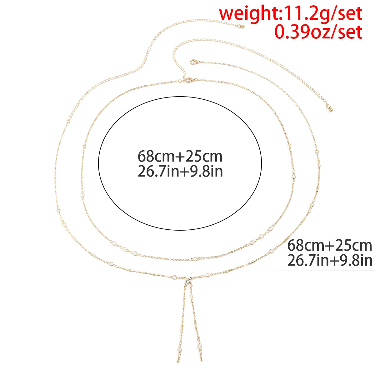 Fashion Jewelry Sexy Tassel Thin Body Chain Dress Simple Crystal Zircon Waist Chain Gold Metal Belt Layered Body Chain