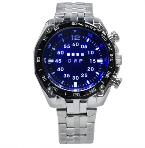 TVG 3101 New LED Male Digital Watch  Cool Fashion Creative Bling  Original Stainless Steel Electronic Digital WristWatch