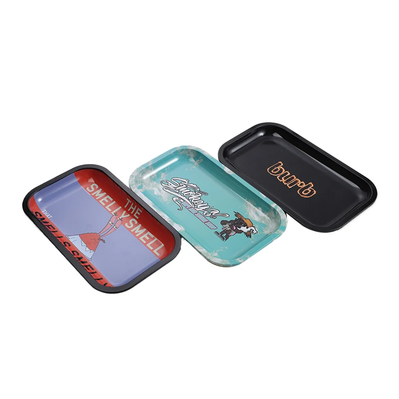 Custom Logo Tinplate Tray 27*16cm Middle Size  Metal Rolling Tray Wholesale Smoking Accessories Cheap Tray