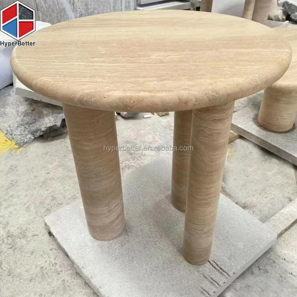 Random shape design travertino tea table
