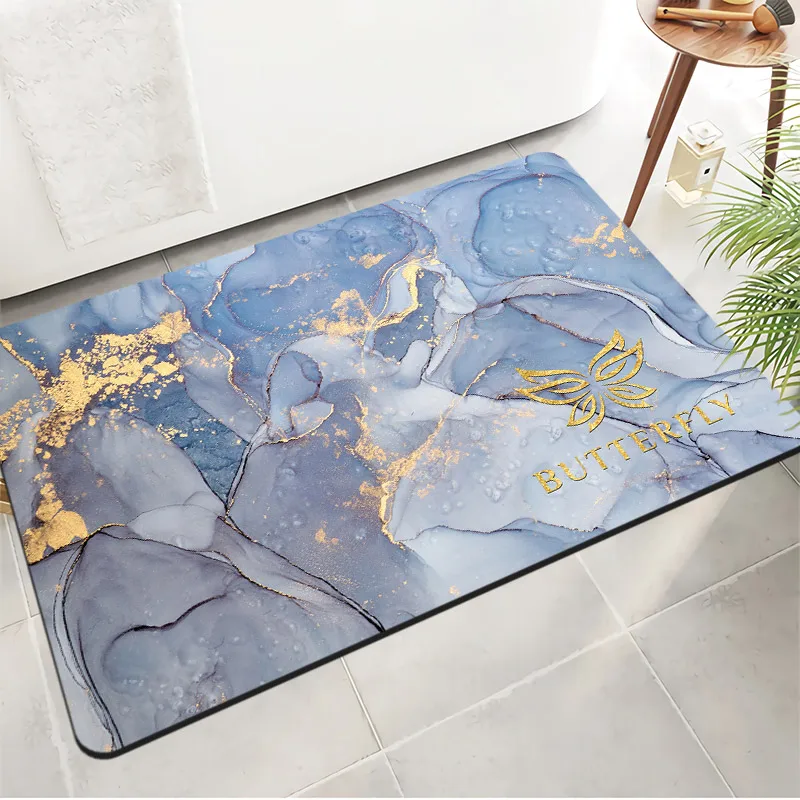 2022 серый Быстросохнущий мягкий абсорбирующий коврик для ног из натурального мрамора, для ванной комнаты, Противоскользящий коврик для ванной, набор из диатомита, грязевой коврик с диатомом