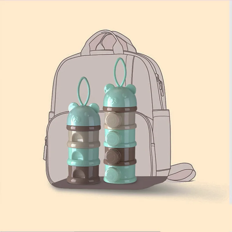 3 Layers 4 Layers Cartoon Bear Style Baby Milk Powder Box Milk Powder Dispenser Food Storage Container