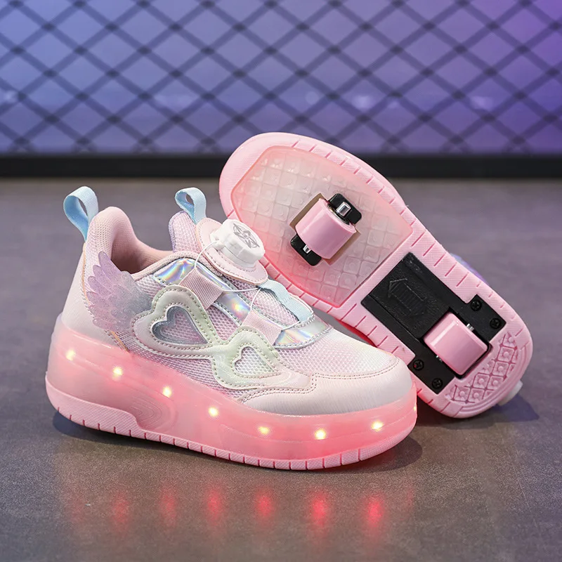 Gift High Quality Shiny Luminous Shoes Girls Led 2 Wheels Kids Roller Skate Shoes With Light