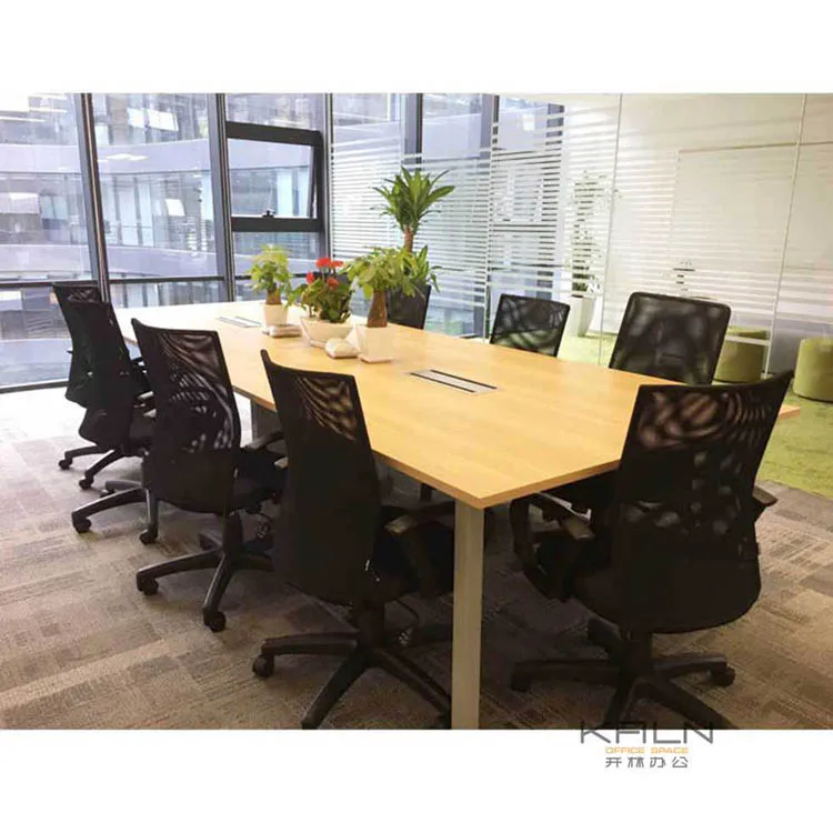 High quality big rectangle customized meeting table conference room meeting furniture boardroom training desk with socket