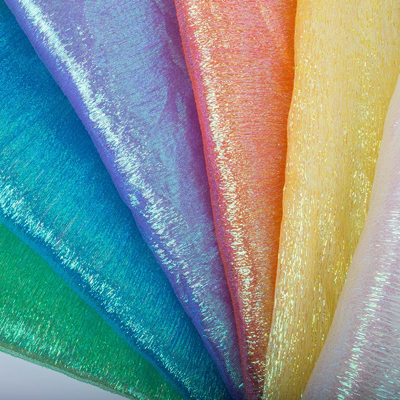Colorful Elastic Organza Is Suitable for Stage Decoration Crafts Clothing Colorful Yarn Fabric Woven Solid Wholesales Crepe
