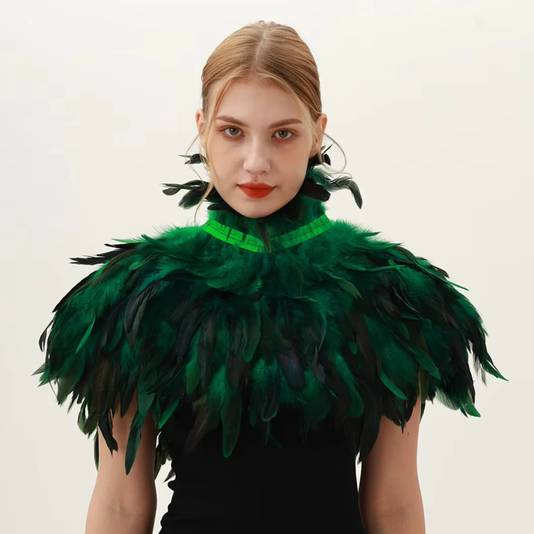 Feather Cloak Dressing Role Play Gothic Feather Adjust Performance Feather Cosplay Carnival Rave Party Costume