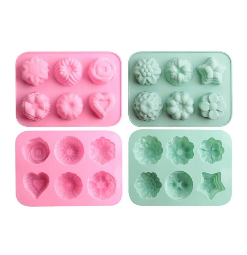 Amazon Hot Sale 6 Cavity Flowers Ice Molds Wholesale Handmade Many Shapes Chocolate Mould DIY Heart Candle Soap Silicone Mold