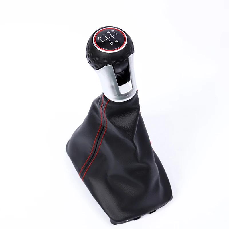 Fasctory good manual speed leather car gear lever gear shift knob with dust cover for vw golf 5 golf 6 mk5 gti