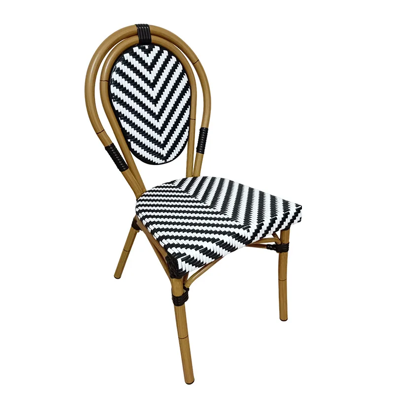 Waterproof stackable woven cafe french bistro rattan outdoor garden dining chair