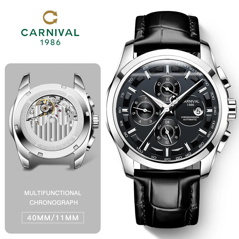 Automatic Mechanical Switzerland Brand Men Wristwatches Fashion Luxury Leather Strap Watch Waterproof Clock Relogio Reloj Montre