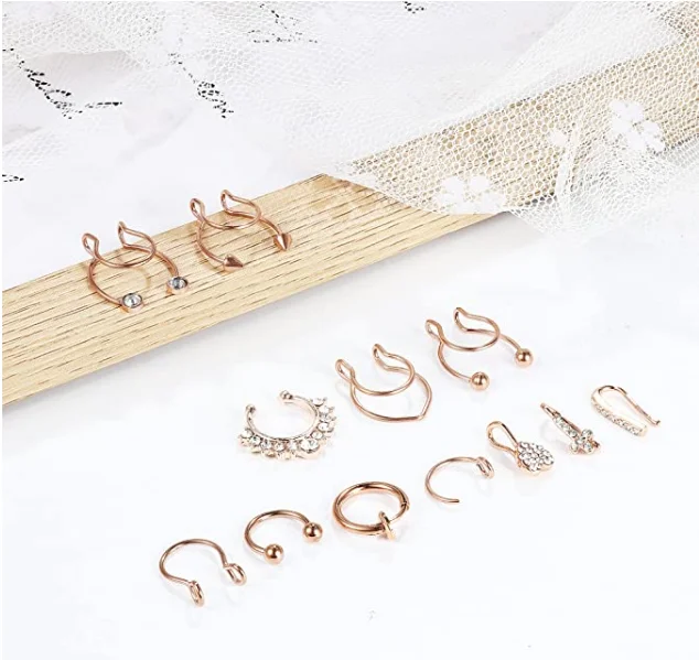 
Wholesale Nose Clips Rings Hoop for Women Men Face Lip Rings Nose Horseshoe Earrings Piercings Septum Nose Ring 