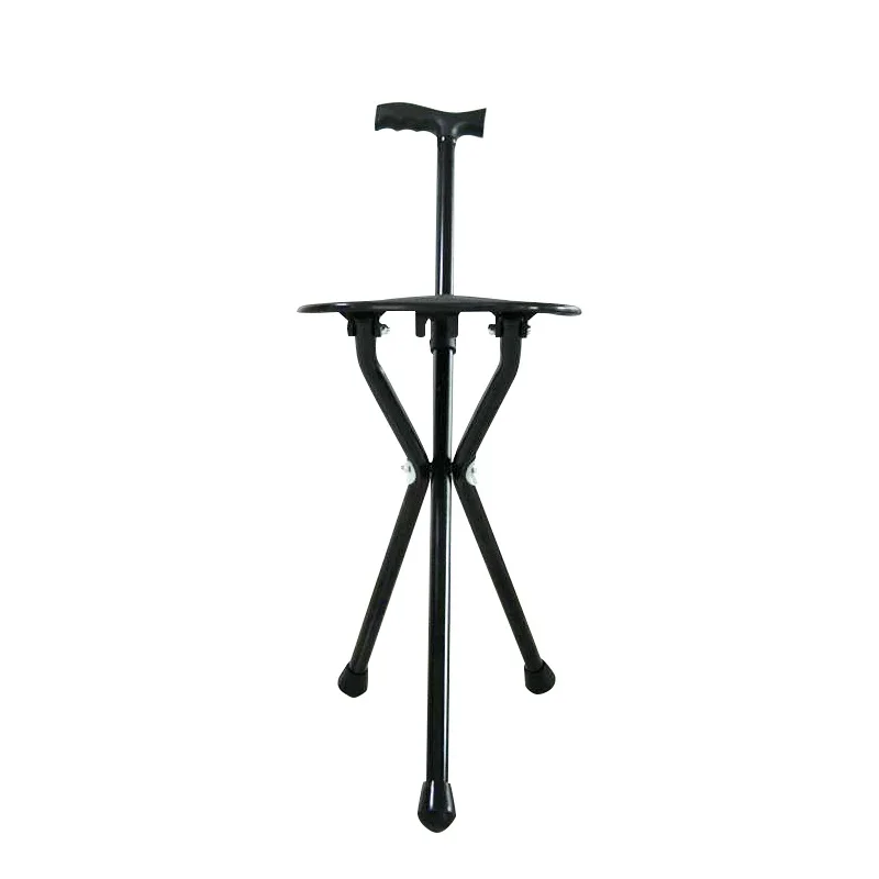 Elderly Adult Portable 3 Legs Aluminium Walking Stick Foldable Walking Cane Handle Crutch With Seat