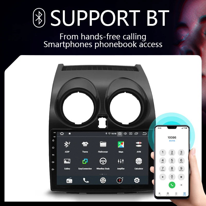 9 Inch Car Stereo Android Player GPS WIFI BT FM Mirror Link Multimedia For Nissan Qashqai 2006-2013