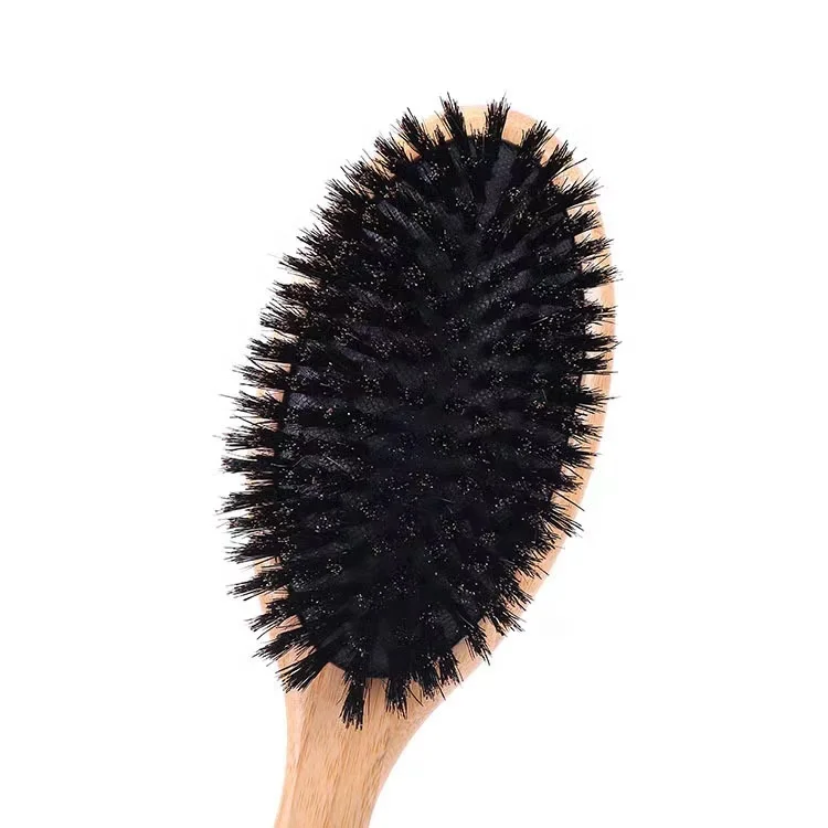 Factory Supply Customized LOGO Hairdressing Eco-friendly Boar Bristle Hair Brush Wooden detangle Hair Brush Massage Comb