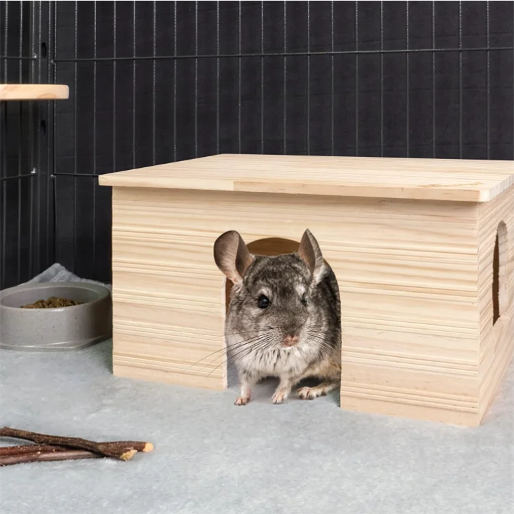 Multi-Chamber Hamster House Chinchilla and Guinea Wood House Pigs Hut Hideout