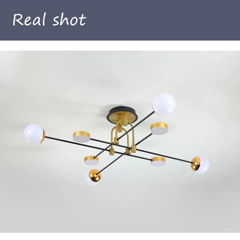 Modern Led Chandelier Suitable For Living Room Dining Room Kitchen Bedroom Golden Black Frame Ceiling And Indoor Lighting