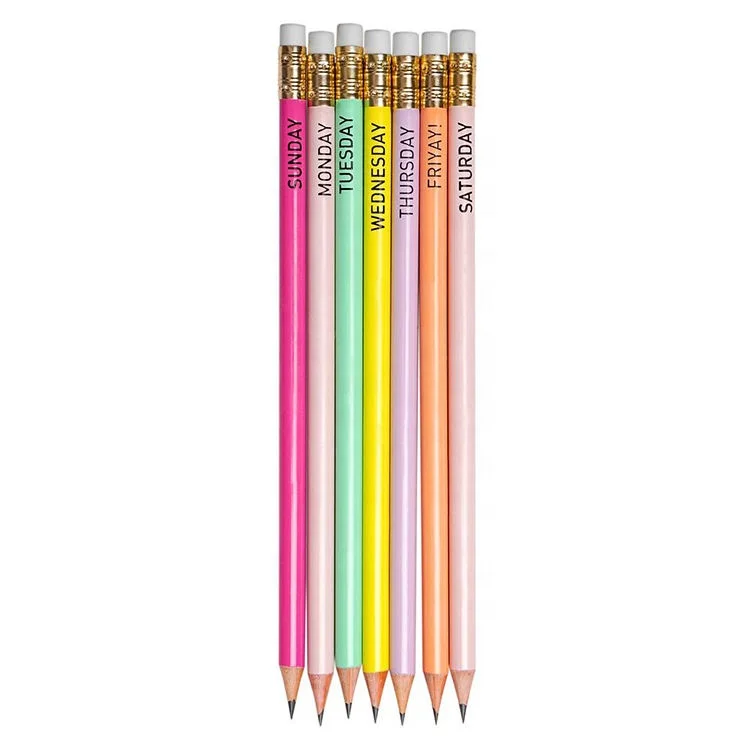 DASHENG Best supplier wholesale lapiz high quality print logo school items wood pencil set Custom Pencils with eraser on the top