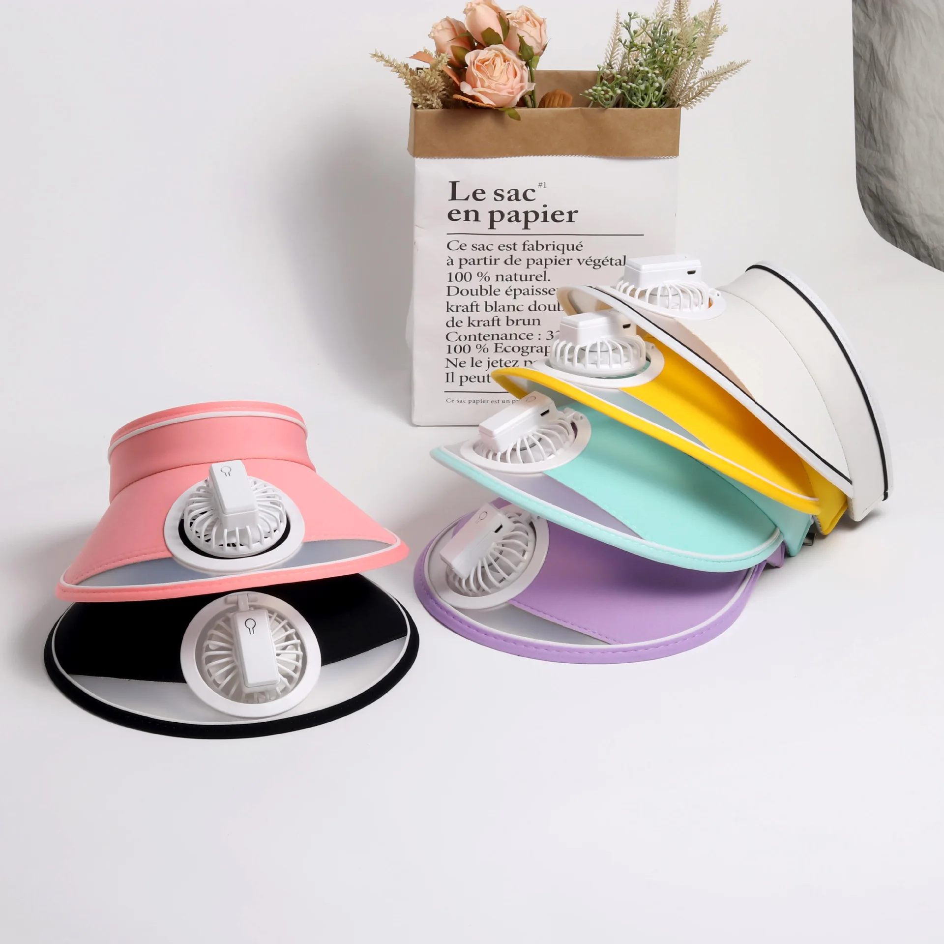 UPF50+ UV Protection Fan Empty top cap USB charging summer outdoor sunscreen visor hat female three gear adjustment caps