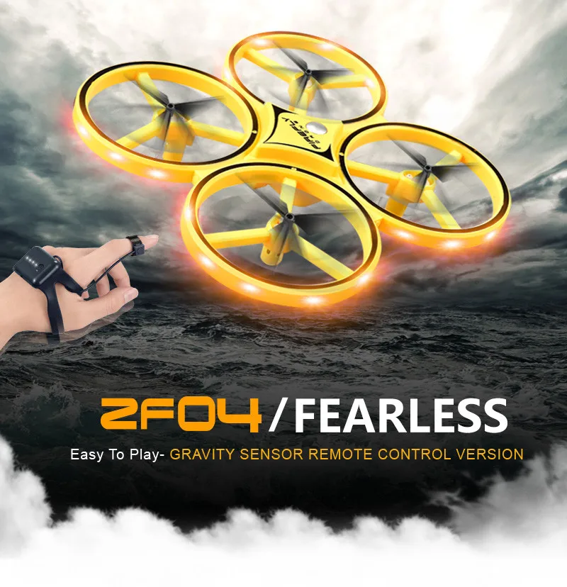 Wholesale ZF04 Gesture remote Control Mini Drone LED Light show with Smart Watch RC Quadcopter Aircraft Hand Sensor Drone