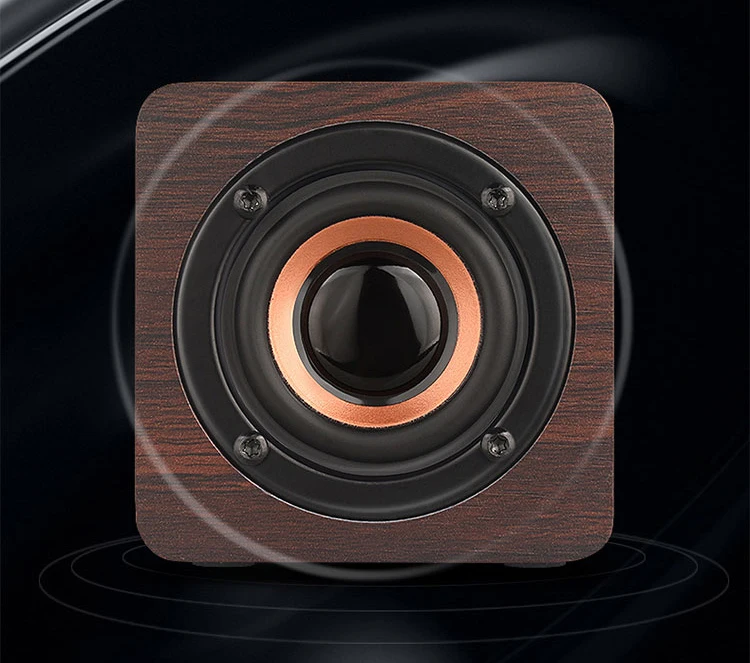 HANMOSS Wood Square Speakers Portable Mini Speaker Square Audio Box For Pc Phone Home