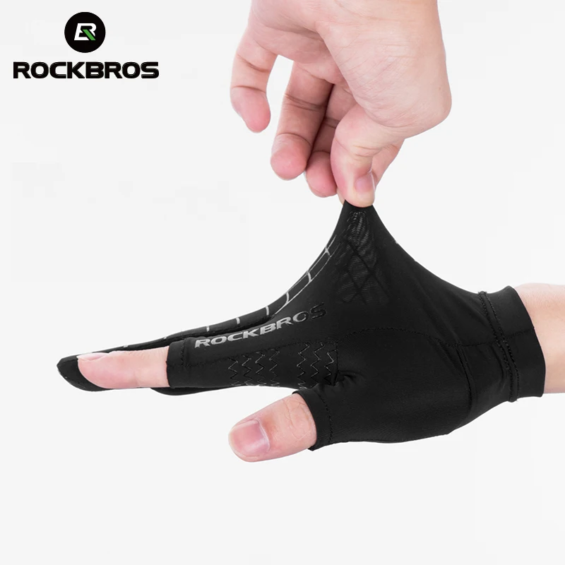 Велосипедные перчатки ROCKBROS дышащие Нескользящие эластичные митенки с пальцами для сенсорных экранов мужчин и