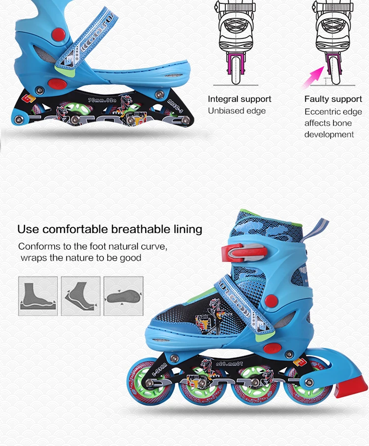 customizable retractable sizes durable inline and roller skate for kids