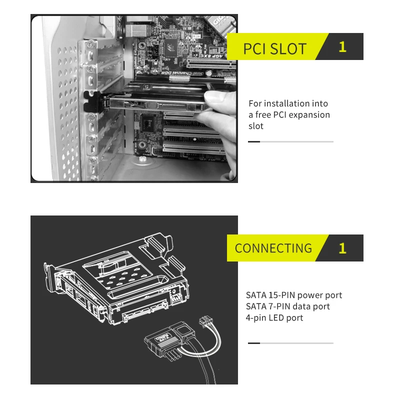 PCI Монтажный кронштейн 2,5 дюймов Горячая замена жесткий диск sata Корпус hdd стеллаж для выставки товаров