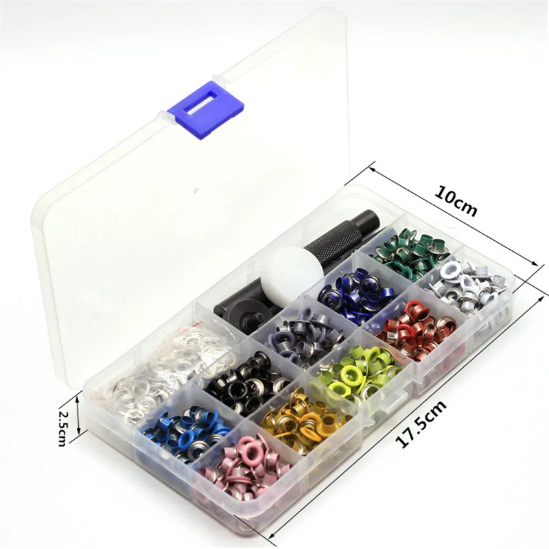 Install tool kits and 10 colors 500 sets 5mm garment eyelets with a box