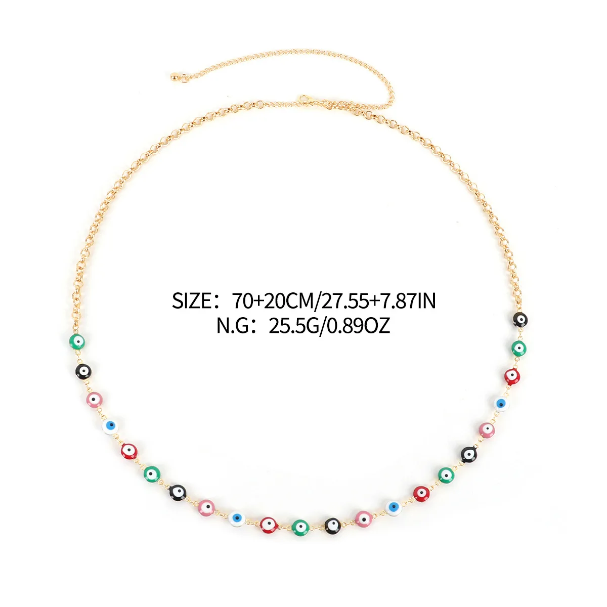 Beach Gold Plated Alloy Simple Colorful Resin Evil Eye Belly Waist Chain Jewelry for Women