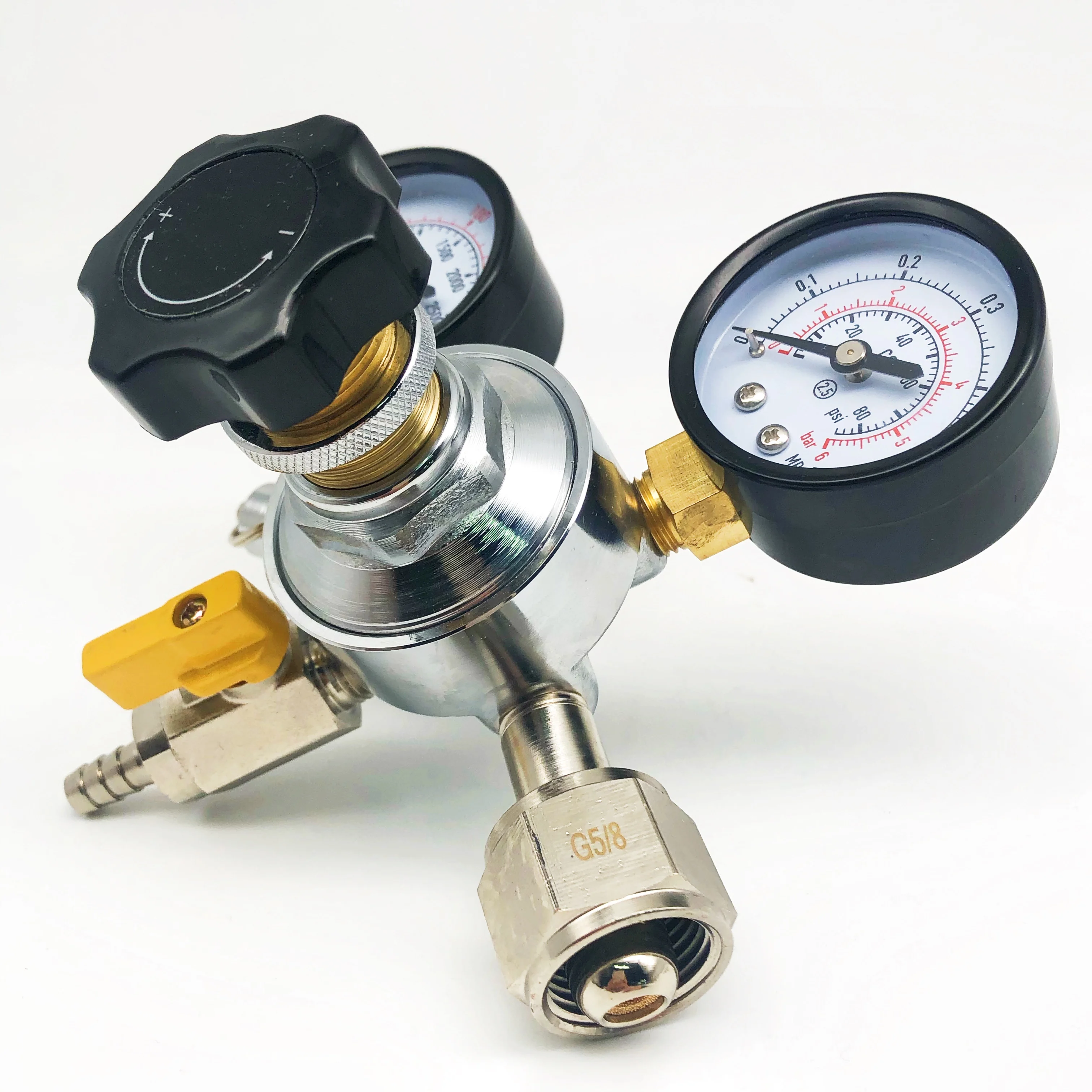 Bina Dual Gauge CO2 Draft Relief Valve Pressure Regulator CGA-320 Tank Beer Kegerator With Plastic