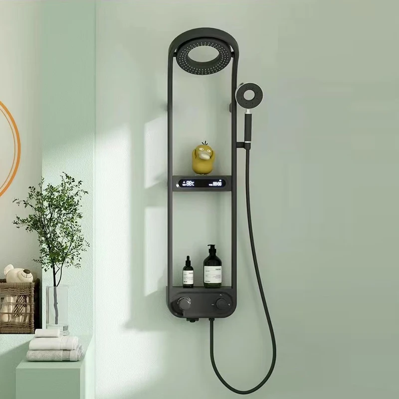 New Grey Black Silver Multifunction Rainfalll Piano Key Hot And Cold Sprinkler Massage Shower Head Sets System Panel