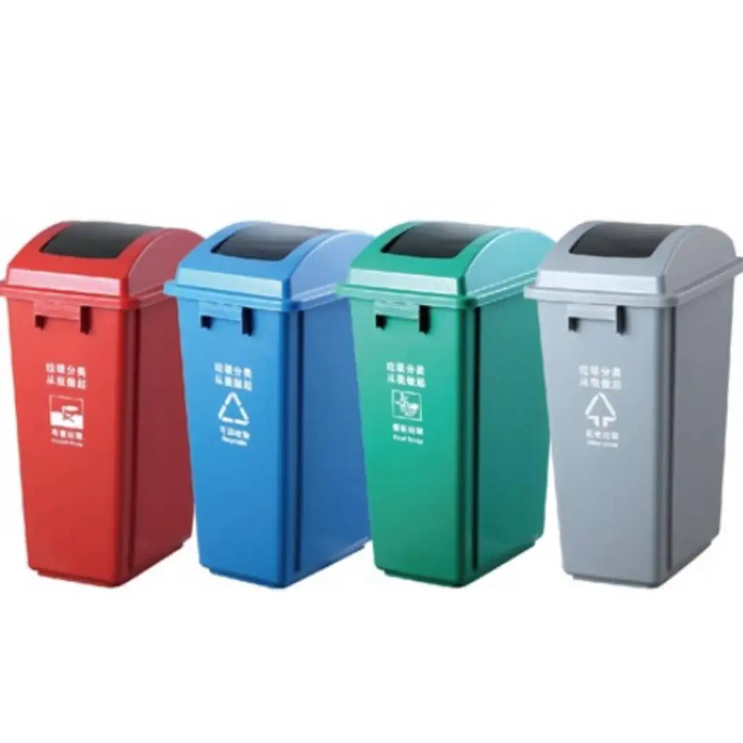 25L 40L 60L 100L custom logo plastic waste bin push lid pull out  trash can recycle garbage bin