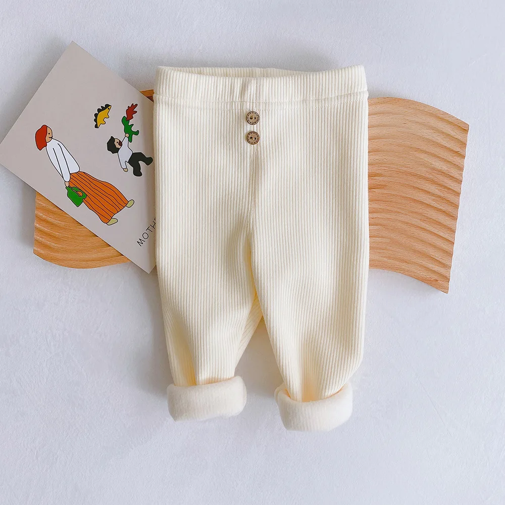 Winter thickened thread leggings for infants 0-3 years old simple versatile elastic large PP pants for boys and girls