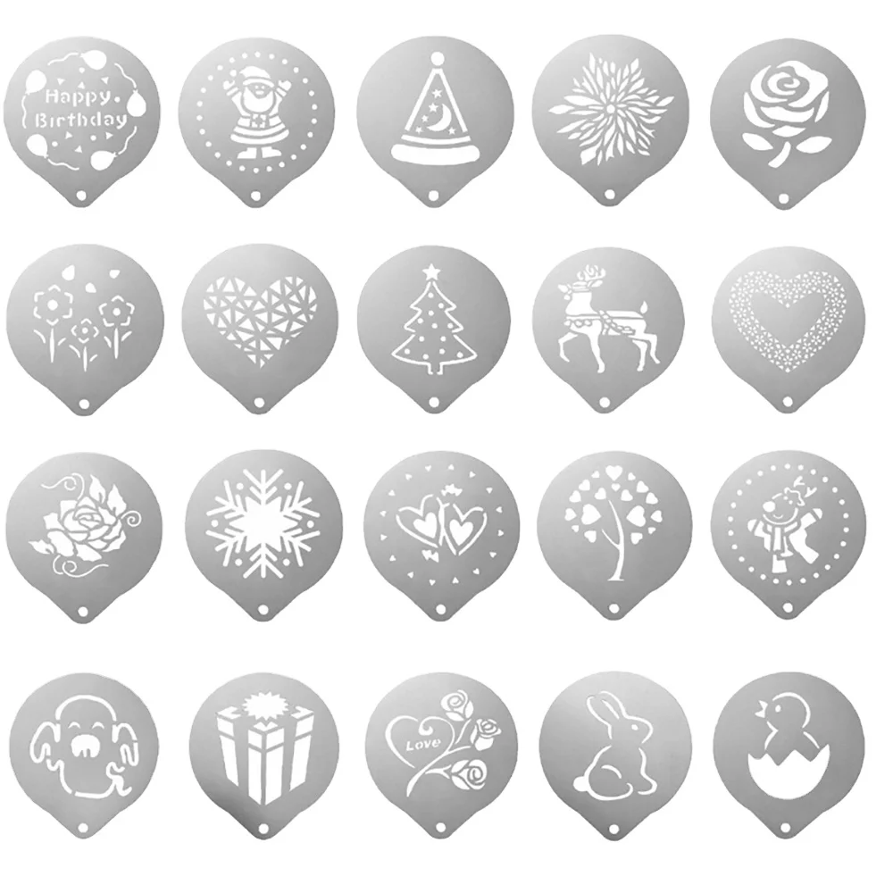 Coffee Latte Cappuccino Barista Art Stencils Cookie Cupcake Latte Coffee Print Mold Cake Decorating Tools