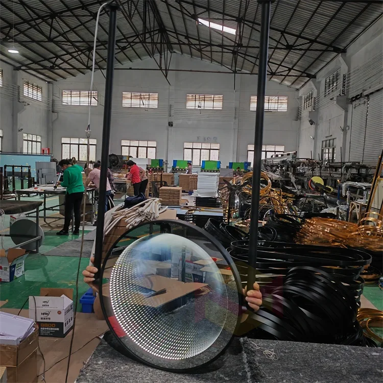 Custom stainless steel frame Luxury Smart LED Bathroom Mirror with 3d infinity mirror