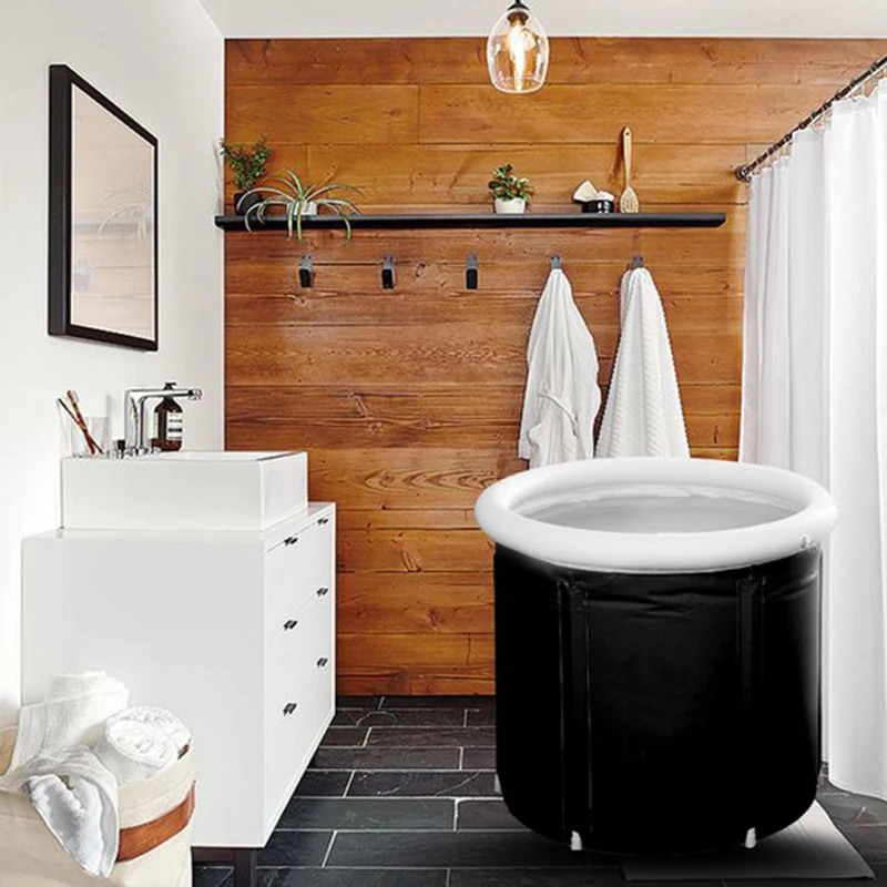 Black Customized PVC Folding Bathtub Portable Hot Bath Tub For Adult (1600252918274)
