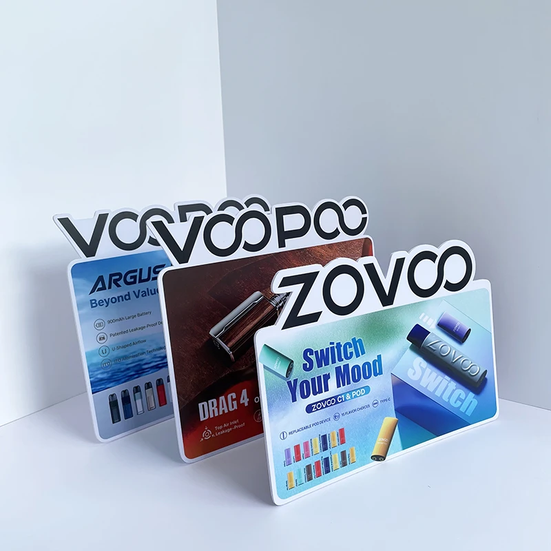 Custom Indoor PVC Plastic Table Top Counter Show Card Sign Boards for Advertising
