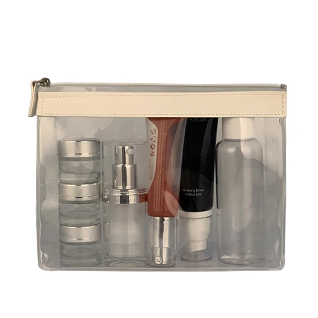 Прозрачная косметичка из ПВХ с логотипом на заказ, Сумка с белой молнией