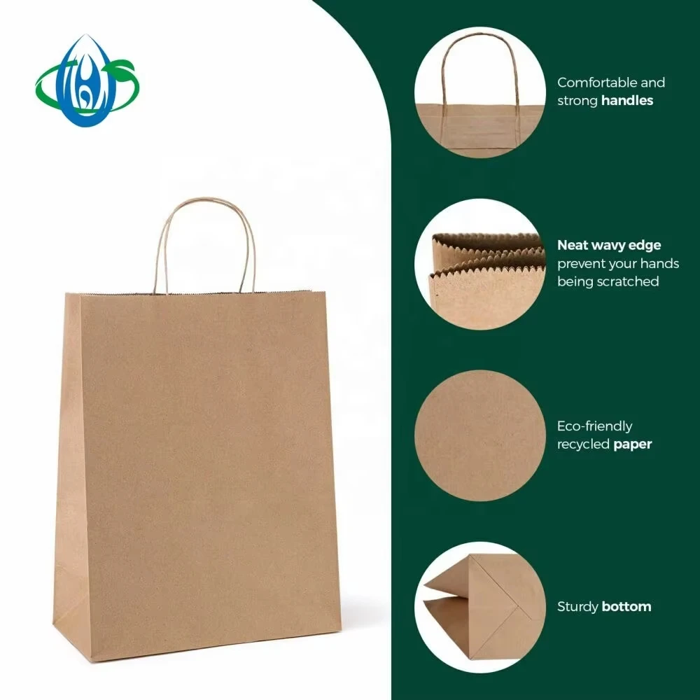 Custom Paper Bag Recycled Brown Paper Bag With Logo Printed