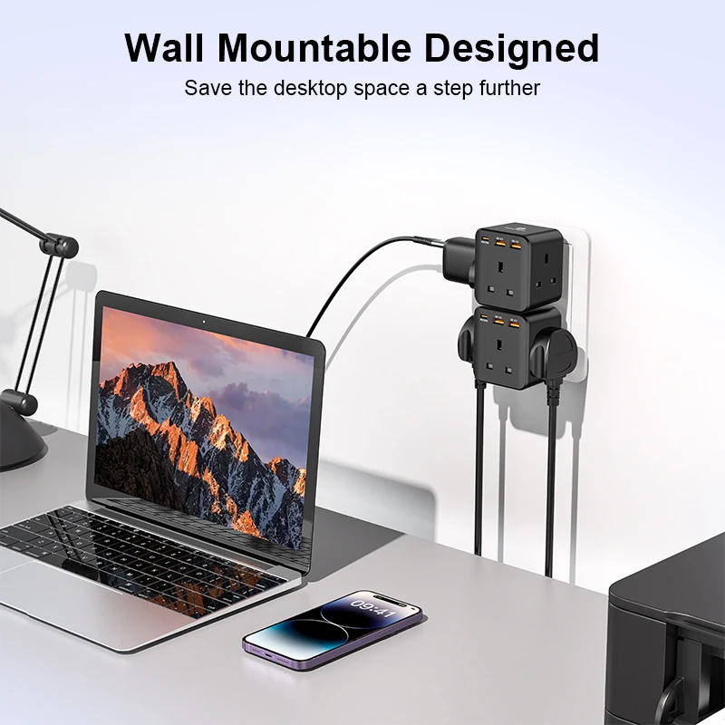 Phone Planet wholesale 3750w fast charging pd20w power socket with uk plug mulity devices  USB portable charger socket