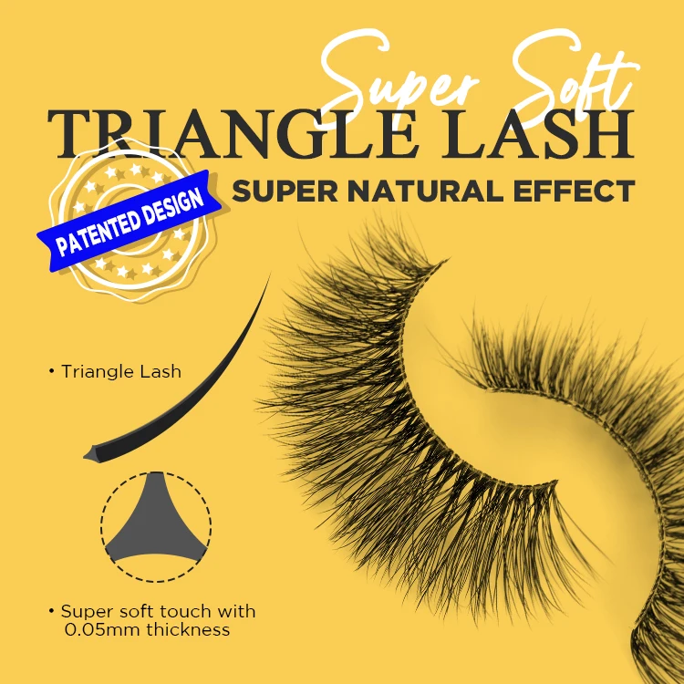 Qingdao Eyelashes Eco Friendly Products 2023 Vegan Triangle Fiber Lash Clear Band Strip Lashes Custom Triangle Lash Box