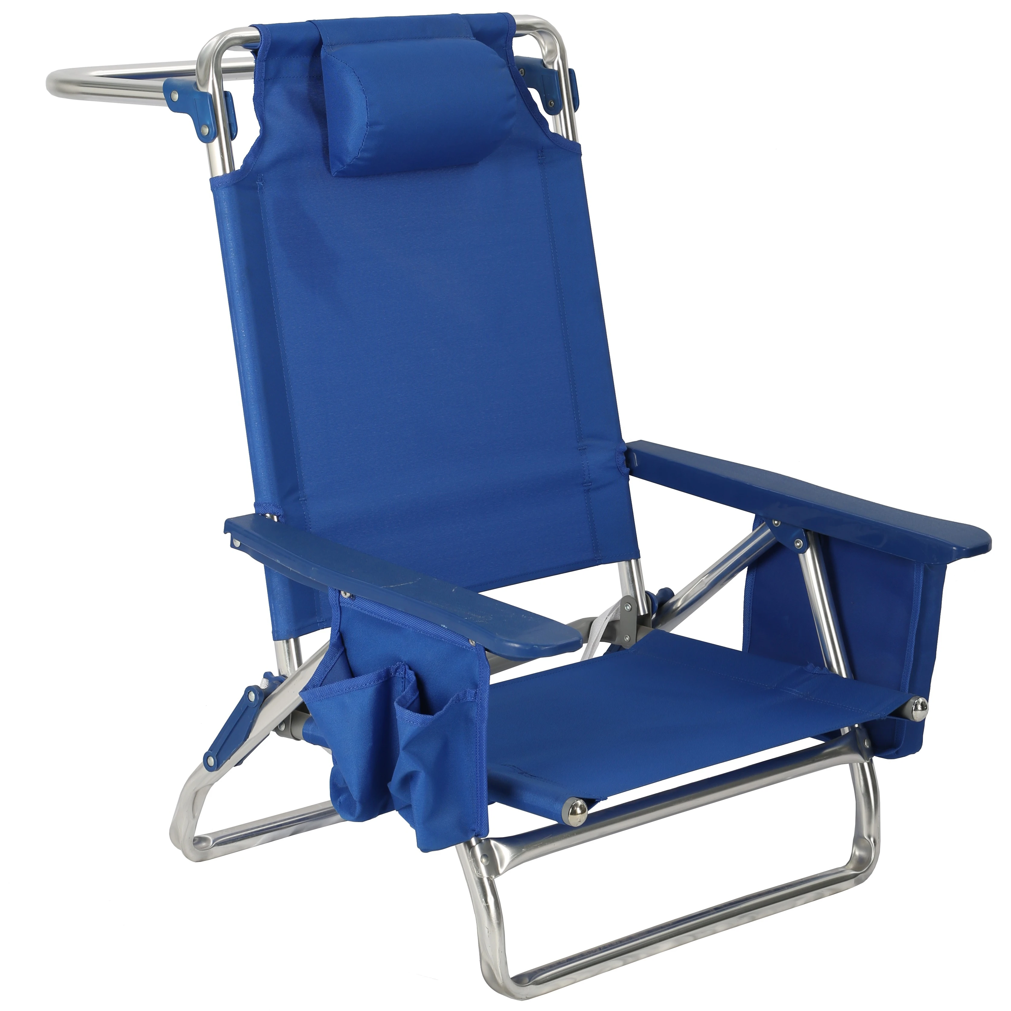 Outdoor aluminum lightweight backpack portable folding beach chair with cooler pouch