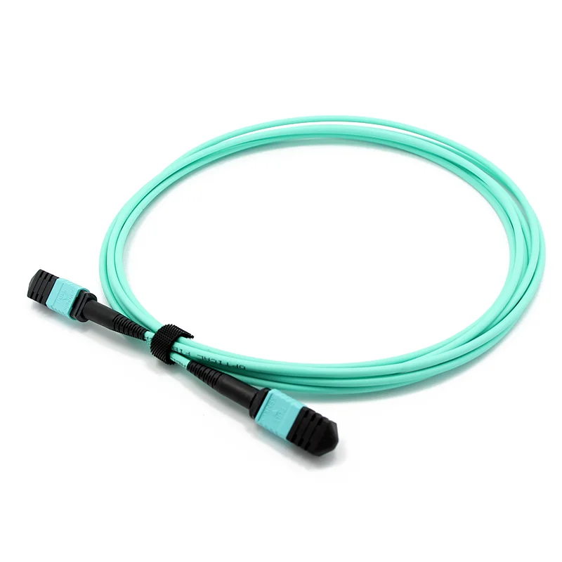 MPO to MPO Female OM3 12 Fibers MPO Patch Cord / Trunk Cable Aqua Connectors