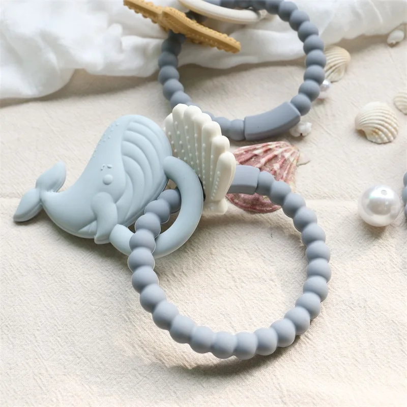 PAISEN Silicone Ring Sea Animal Shape Kid Toys Chew Rattles Baby Comforter Sensory Toys Teether Baby Teething Toys 0-12 Months