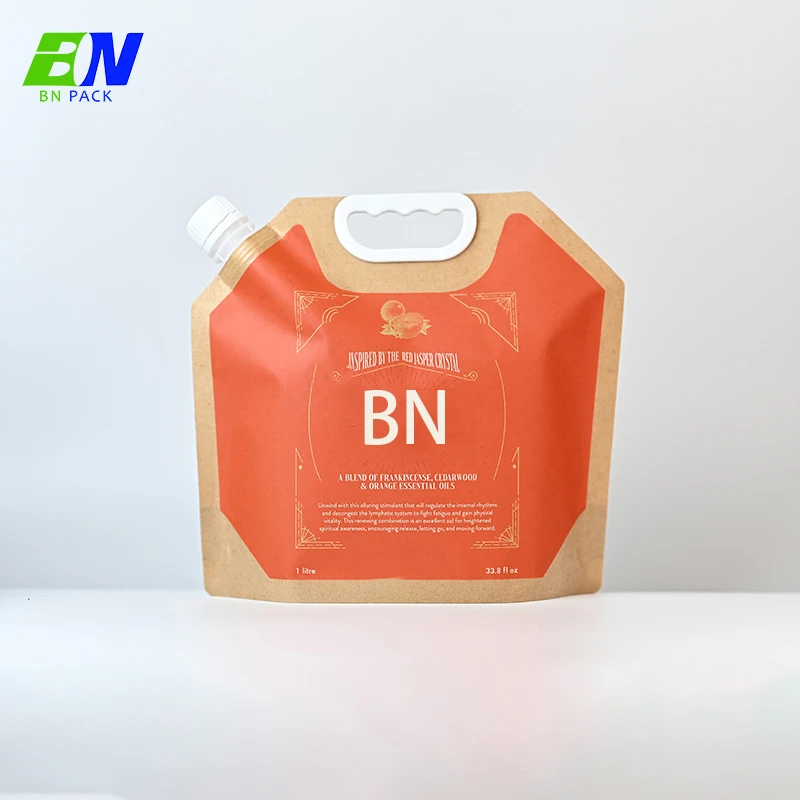 Personal Customize Shaped 1 liter Squeeze Liquid Stand Up Bag Matte Print Label Juice Spout Pouch