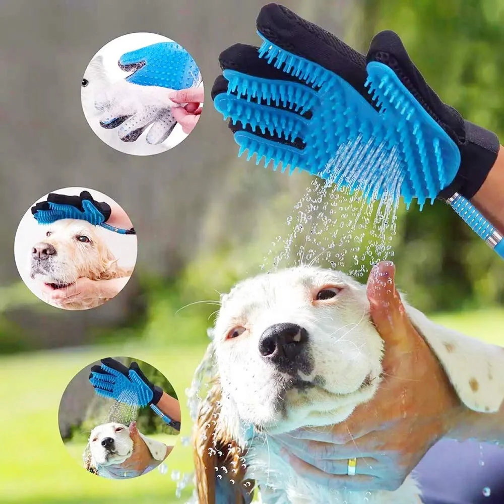 Hot selling dog pet grooming gloves Silicone shower massage brush bath gloves