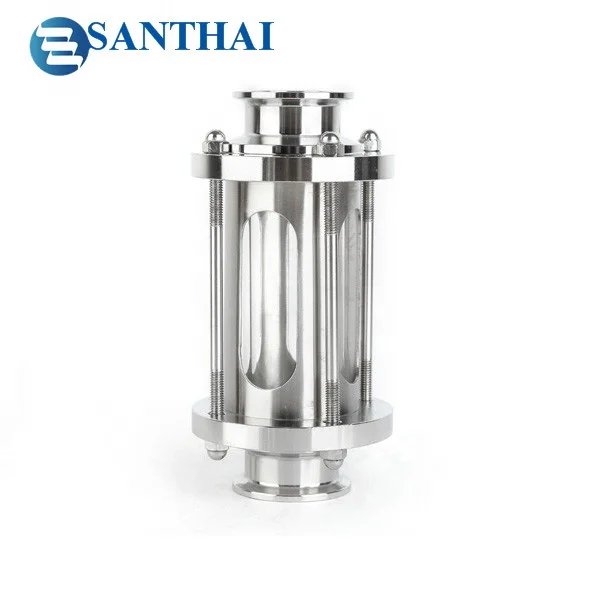 Santhai 304 316L Food Grade Clamp Weld Sanitary Stainless Steel Straight Tubular Sight Glass  Protective Net