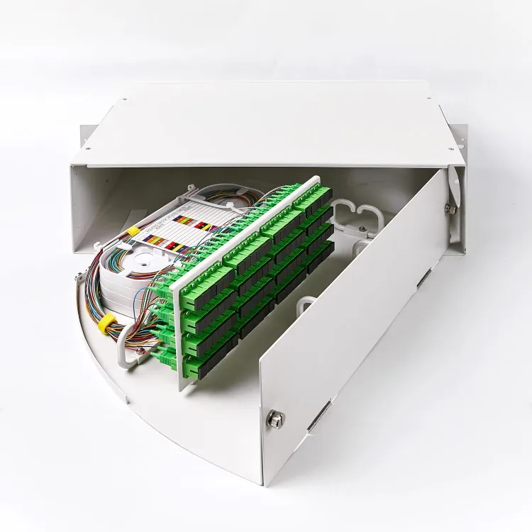 12-144F HUAMAI brand 19 inch rack mount ODF fiber optic 1U/2U swinging patch panel SC/LC port optical fiber distribution frame