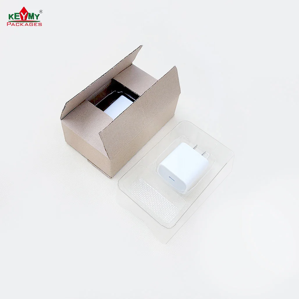 Corrugated Box eco-friendly phone charger tray package with box in Shenzhen, cheap charger packaging